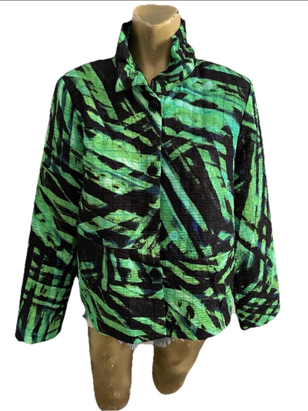 JOSEPH RIBKOFF Abstract Palm Leaf Print JACKET Size 8